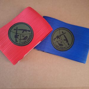 Teambandjes met eigen ontwerp! (rood & blauw) set van 2